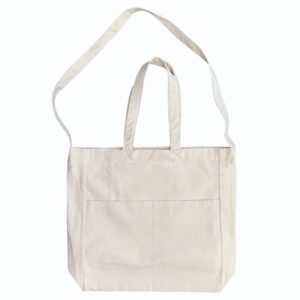 6 Color Peach-Soft touch Cotton Dual-Strap Tote  w/ Front Pockets 19.5"wX15.5”h - Image 2