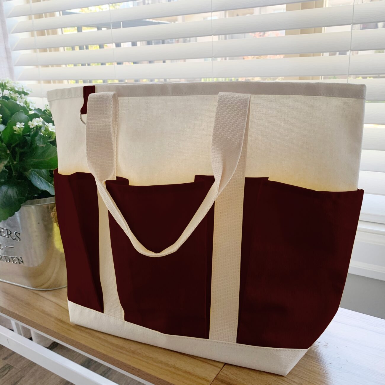Heavy Cotton Shoulder Triple Front Pocket Bag 20”x14.25" - Image 4