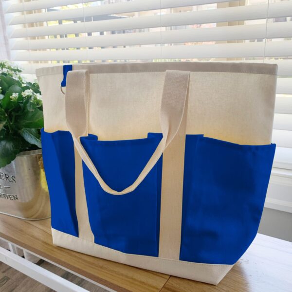Heavy Cotton Shoulder Triple Front Pocket Bag 20”x14.25"