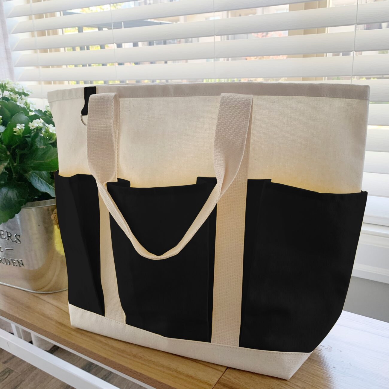 Heavy Cotton Shoulder Triple Front Pocket Bag 20”x14.25" - Image 7